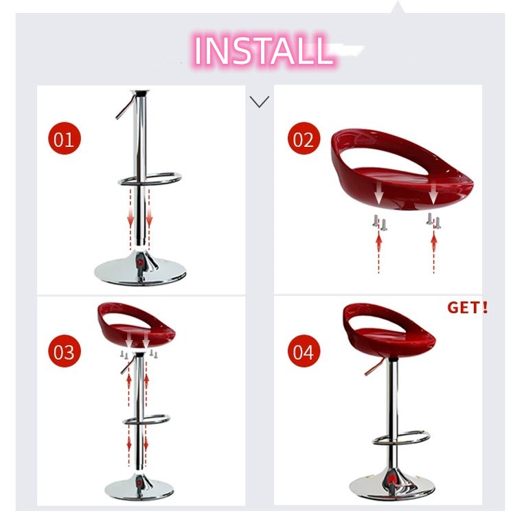 Lodoestar  - Kursi Barstool Hidrolik Bulat Kursi Kantor Kursi Mini Bar Baja Tahan Karat Terpopuler- Bisa Bayar diTempat - JBY2