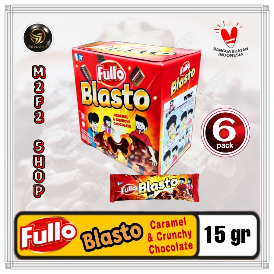 Fullo Blasto Wafer Caramel Crunchy Chocolate |Cokelat - 15 gr (Kemasan 6 Pack)