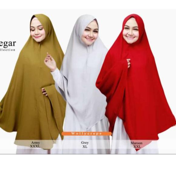 ➱ Khimar syari wolly crepe import daily size XL pad antem by tegar collection ➣