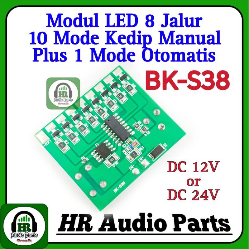 Modul LED 8 Jalur 8TR 10 Mode Kedip Manual + 1 Mode Otomatis BK-S38 BK S38