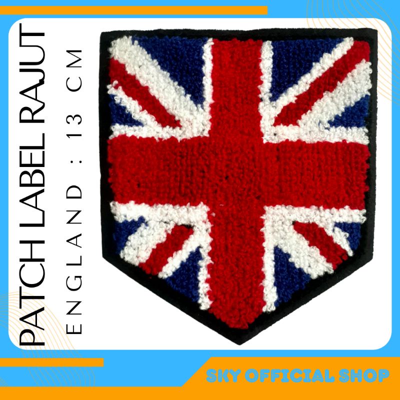 Patch Emblem Label Bordir Rajut Bendera Negara Inggris Stok Garment