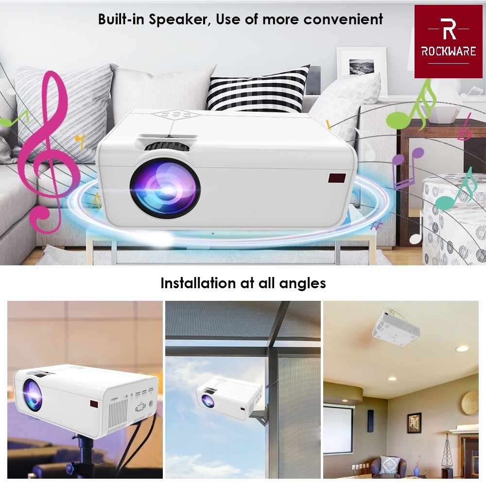 ROCKWARE A13S WIFI VERSION - HD Projector 3000 Lumens - Support 1080P