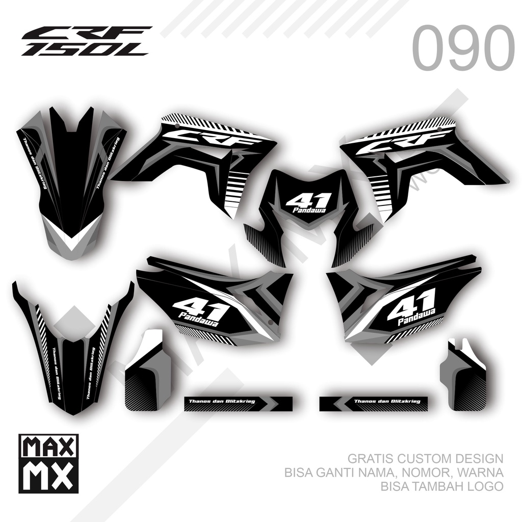 Sticker Decal CRF 150 L Desain custom design costum 090 ELEGAN ABU ABU PUTIH
