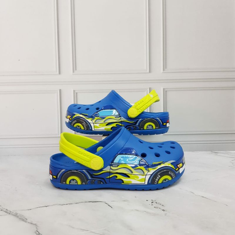 Sandal Anak CROCS CARS TRUCK BLUE NEW CLOG