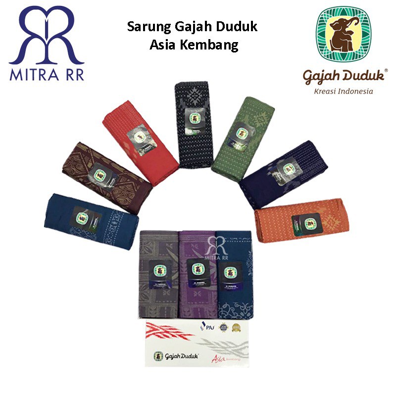 Sarung Gajah Duduk Asia Kembang - Sarung Dewasa Original