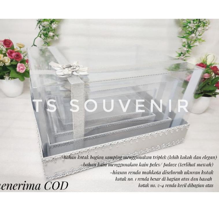 

SALE TERBATAS Kotak hantaran / kotak seserahan / box hantaran mika list silver satu set (ecer/grosir)