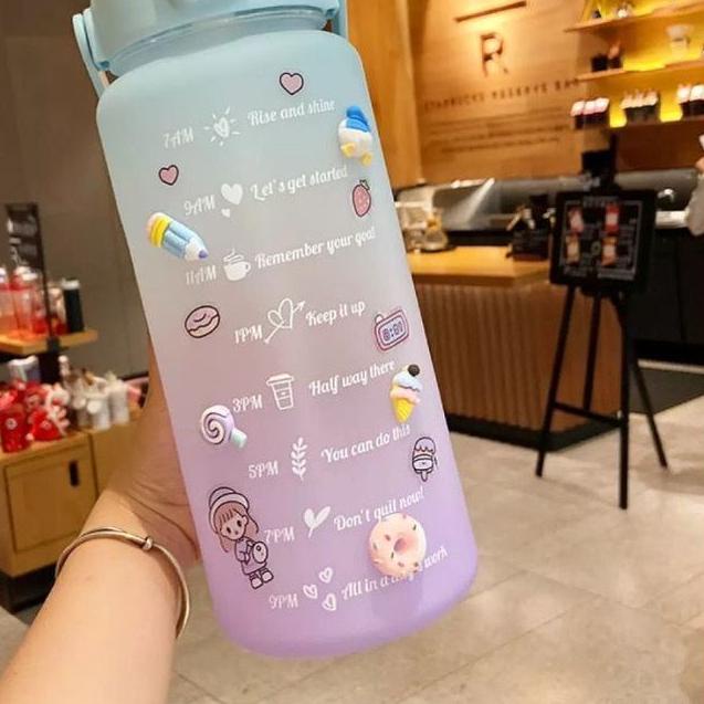 ☺ Botol Minum 2 Liter Botol Minum Viral Botol Pelangi Botol Minum Motivasi ➨