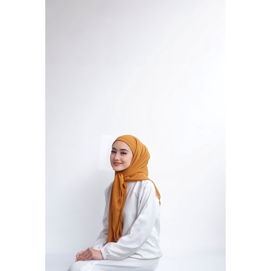 HIJAB JILBAB KERUDUNG SQUARE SEGI EMPAT INSTAN TURKI 2 LAYER-MUSTARD