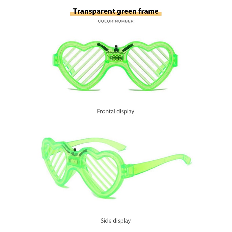 COD❤️Kacamata LED Nyala Lampu Malam Colorful Bar Bercahaya Cinta  Dingin Desain Kacamata Pesta Desain Kaca Jendela Cahaya Dingin