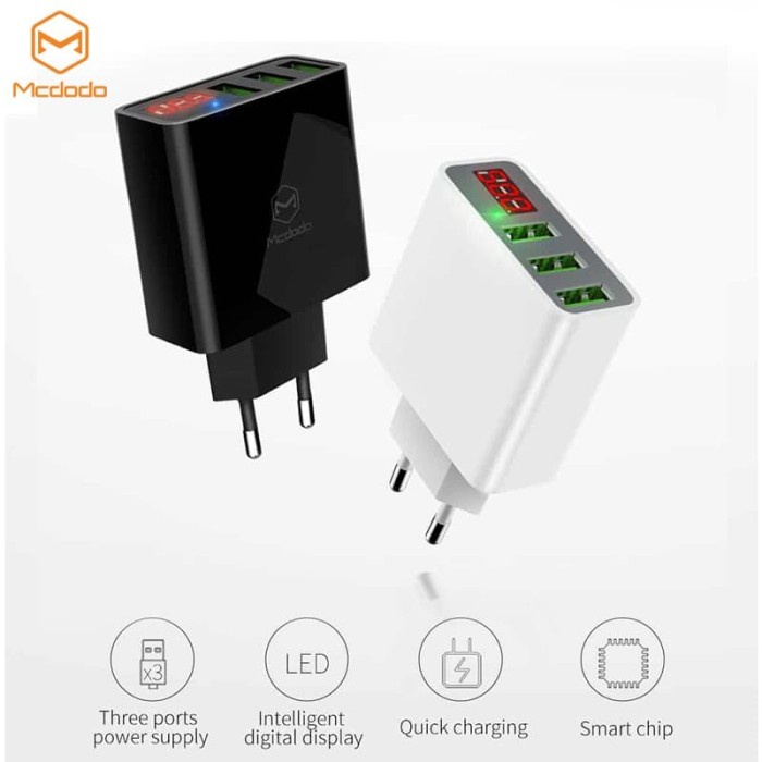 Charger Mcdodo Ch-503 Kepala Charger 3 Port With Digital Display Adaptor