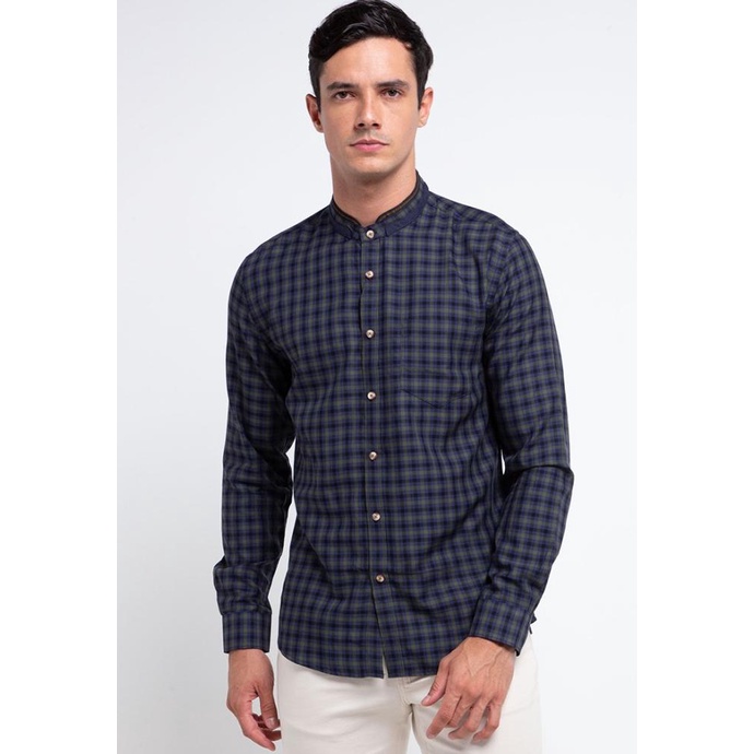 TERMURAH MOC Kemeja Koko Lengan Panjang Pria Modern Fit ACKERZ-NAVY /BAJU KOKO PRIA/BAJU KOKO DEWASA