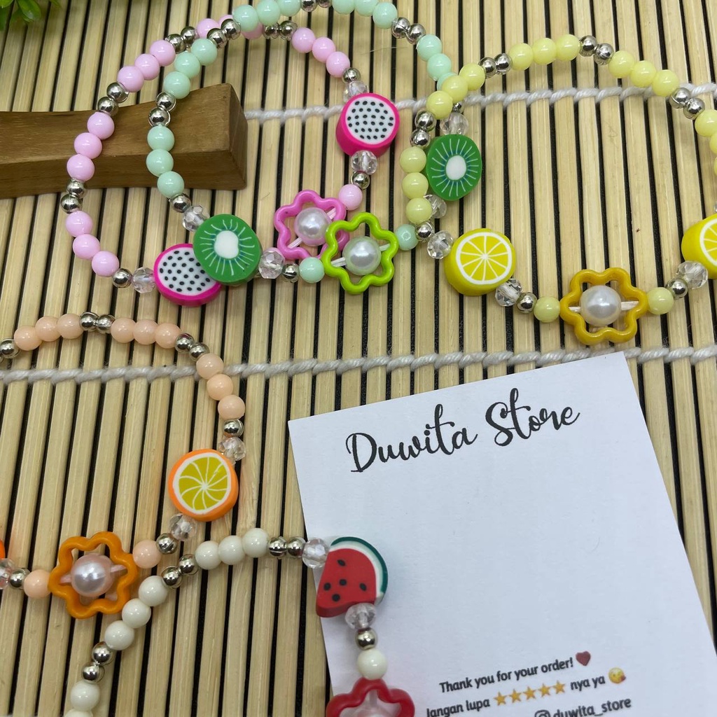 HANDMADE GELANG ANAK/DEWASA ELASTIS MOTIF BUAH CLAY