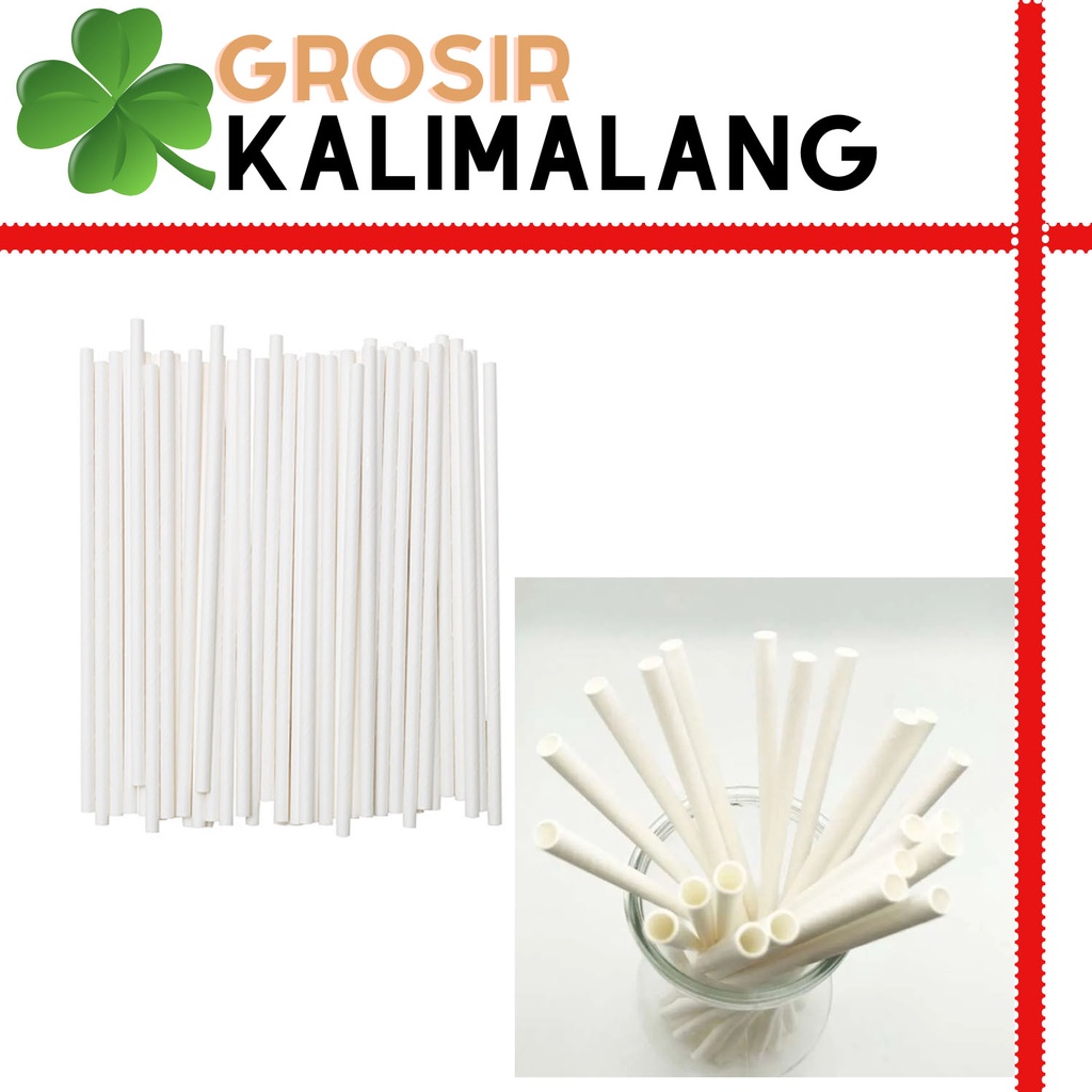 Sedotan Kertas / PAPER STRAW 6mm x 196mm isi 25pcs