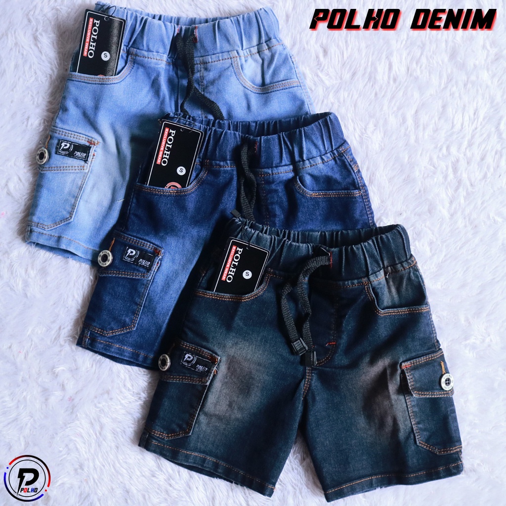 Celana Jeans Anak Pendek Cargo Boardshort usia 2-12 tahun by POLHO DENIM