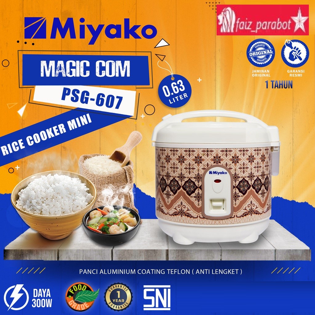 MIYAKO MAGIC COM RICE COOKER MINI 0.63 LITER PSG-607