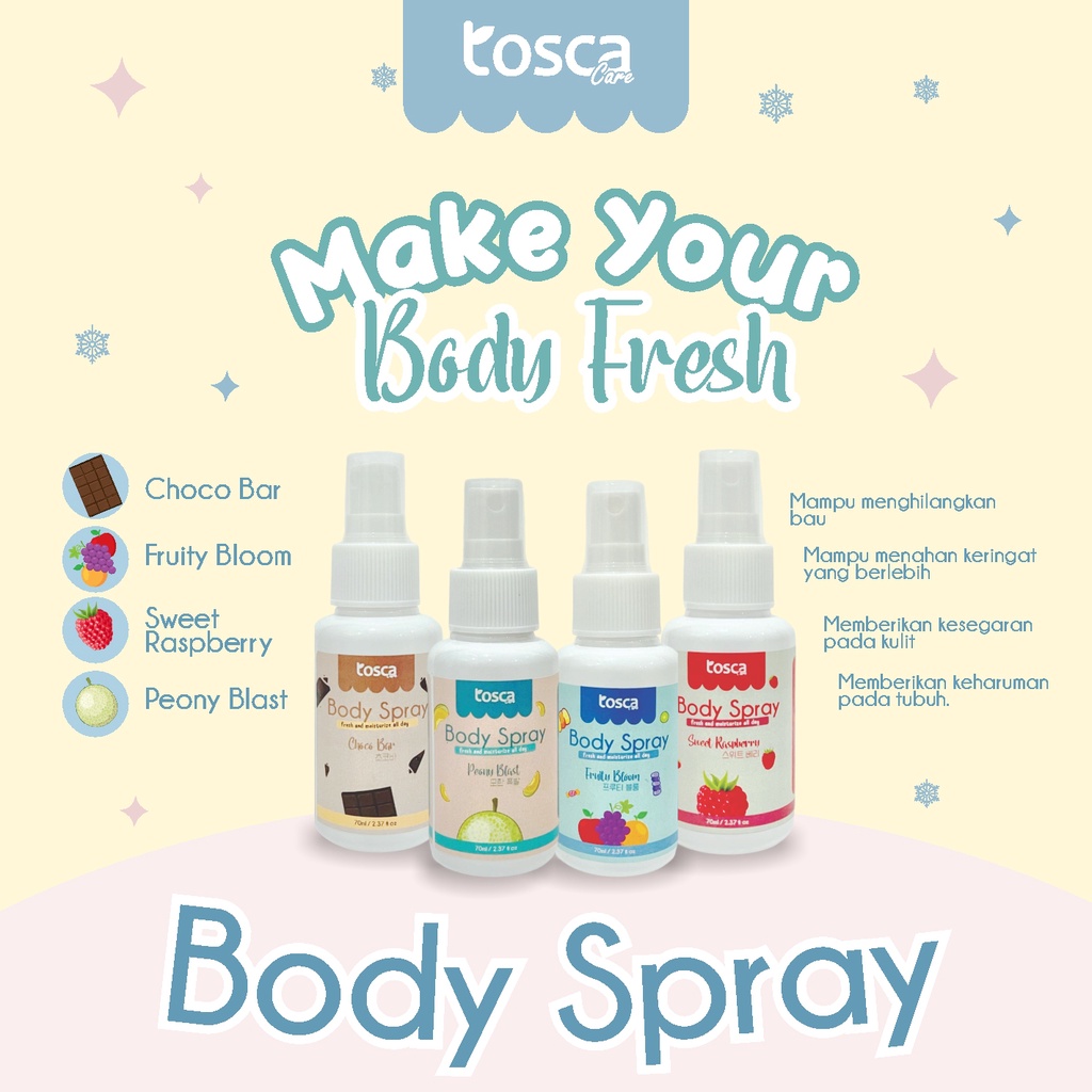 TOSCA BODY SPRAY / BODY SPRAY PENYEGAR TUBUH TOSCA / TOSCA ANTI BAU BADAN