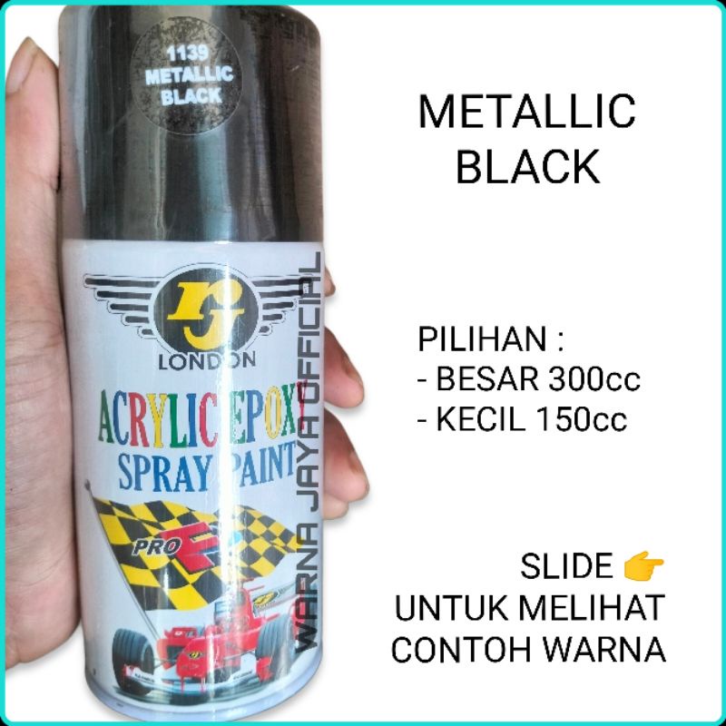 BLACK METALLIC - Cat Kaleng Semprot Pilok Pylox Piloc RJ London Black Hitam Item metallic Metalik Sk