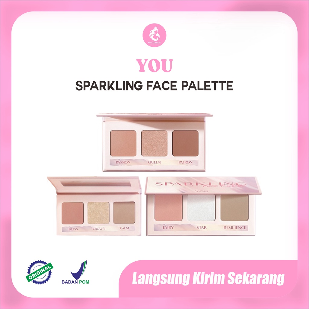 Y.O.U Sparkling Face Pallete 3 in 1 | Contour Blush On Highlighter YOU Makeup