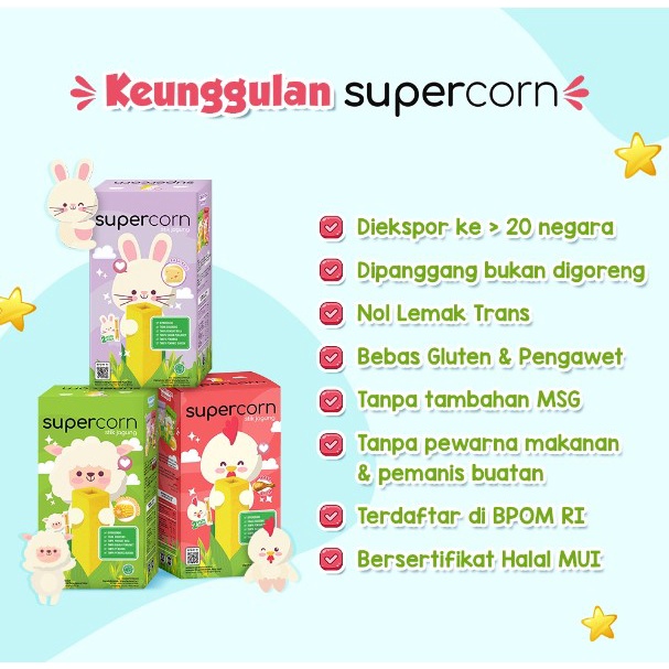 Supercorn Snack Anak Stik Jagung Non MSG - Rasa Keju