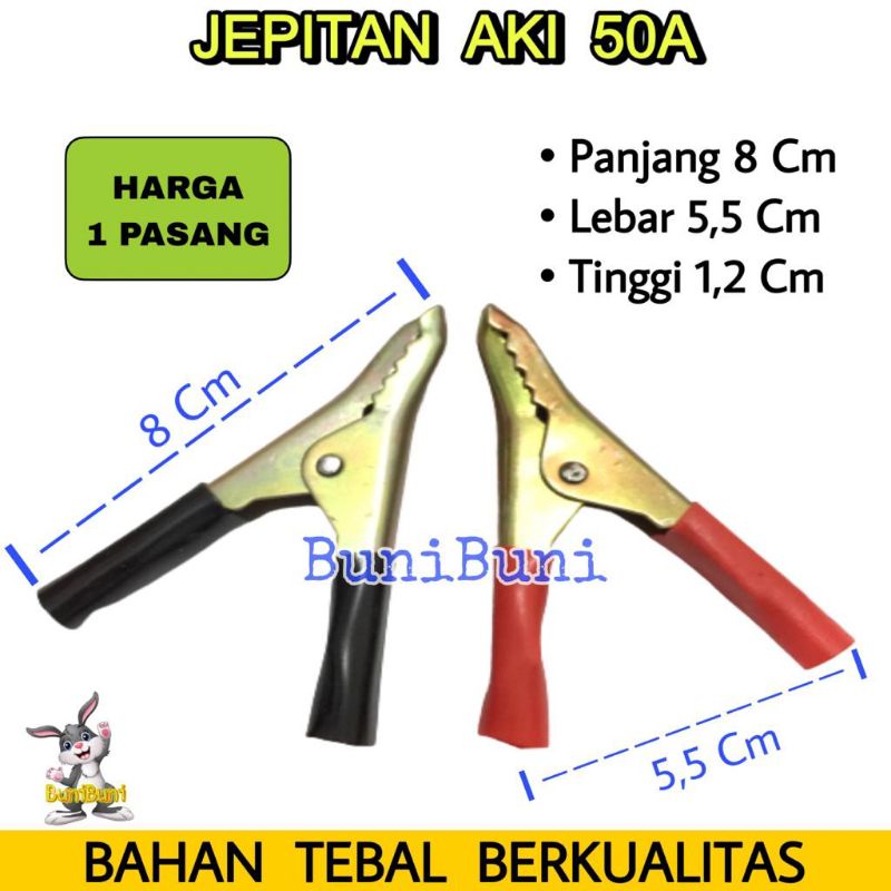 JEPITAN AKI 50A - Jepit / Capit Aki Accu Buaya 50A Universal (SEPASANG)