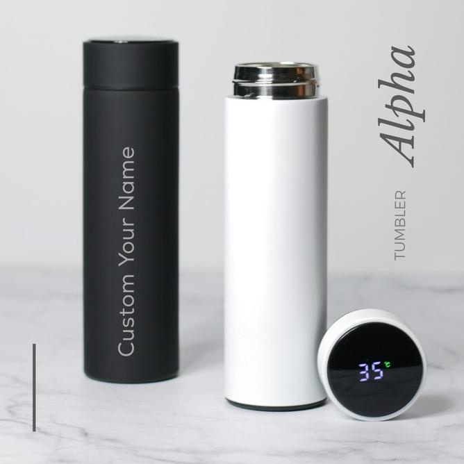 STOK TERBARU Custom Tumbler Smart LED Suhu Grafir Nama Alpha Smart Tumbler LED Suhu Custom Tumbler B