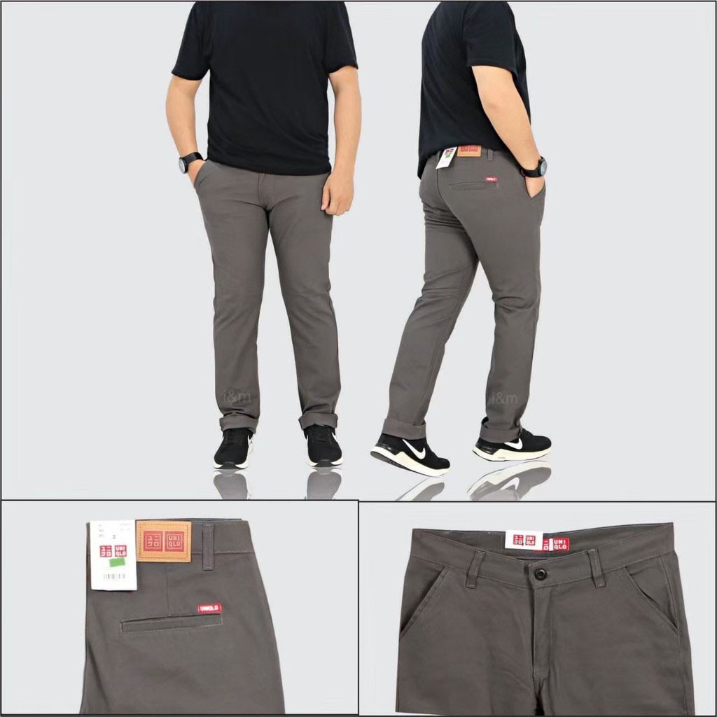 Celana chino Pria Slim Fit UNIQLO Premium I'M Rules