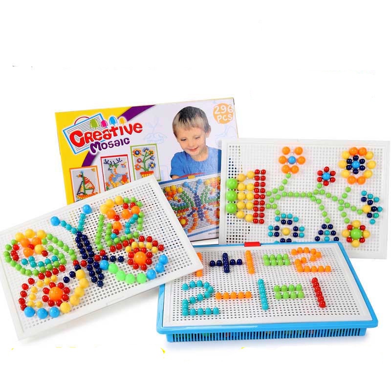 Mainan  Anak MOSAIC 296 PCS / Papan paku susun / Block Papan Kayu