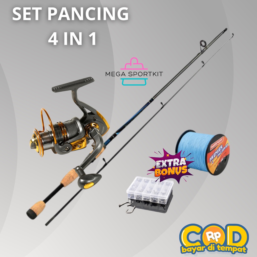 Joran 1.8 M dan Reel DB3000 10  Bearing Benang PE 300M joran pancing carbon joran pancing laut Katro