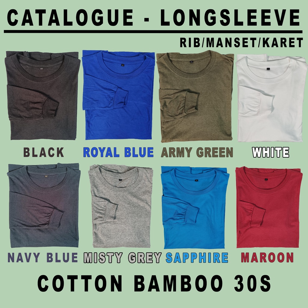 BUBI KAOS POLOS PANJANG COTTON BAMBOO | S-XL | KATUN BAMBU 30S