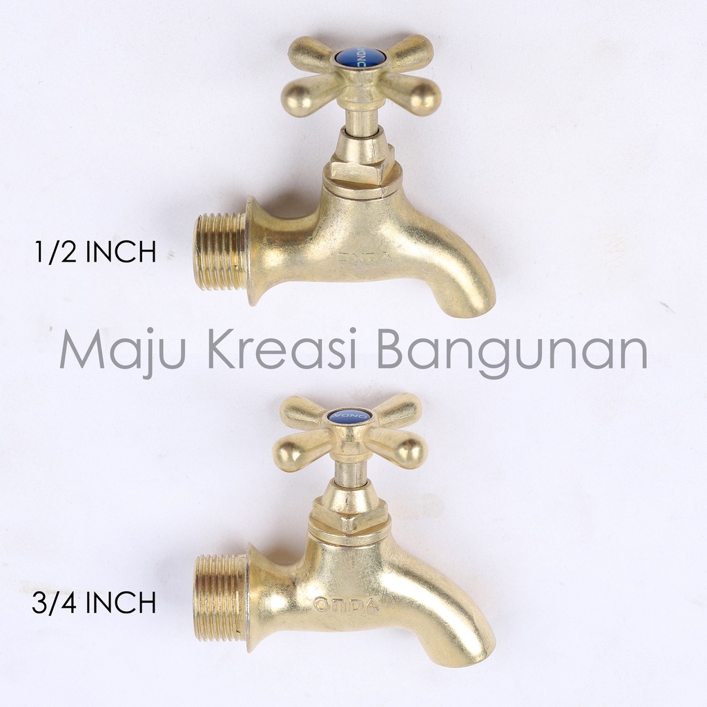 Kran Tembok Kuningan ONDA BK Keran Air Dinding 3/4&quot; 3/4 Inch Inci 3/4Inch 3/4Inci 3/4In 1/2&quot; 1/2 1/2Inch 1/2Inci 1/2In
