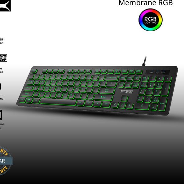 ✩ Keyboard Gaming Altec Lansing ALGK-8264 RGB Membrane Keyboard USB Wired ♨