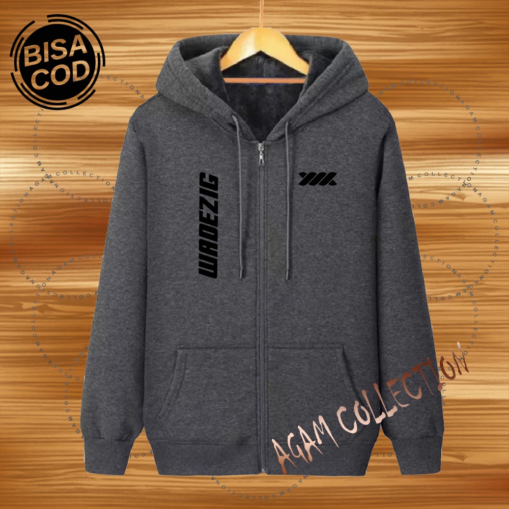 Agam collection Jaket Zipper Distro wdg kirka Text Hitam Premium Quality Jaket Hoodie Pria Wanita