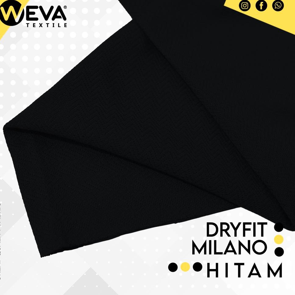 ☁ Bahan Kain Jersey Dryfit Milano Hitam - Kain Drifit Weva Textile ♪