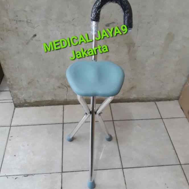 Tongkat Duduk Lipat Bangku Sholat - Umroh Tongkat Kursi Praktis Manula