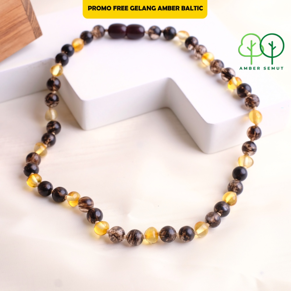 Kalung Amber Lemon Glossy X Blackstone by Amber Semut