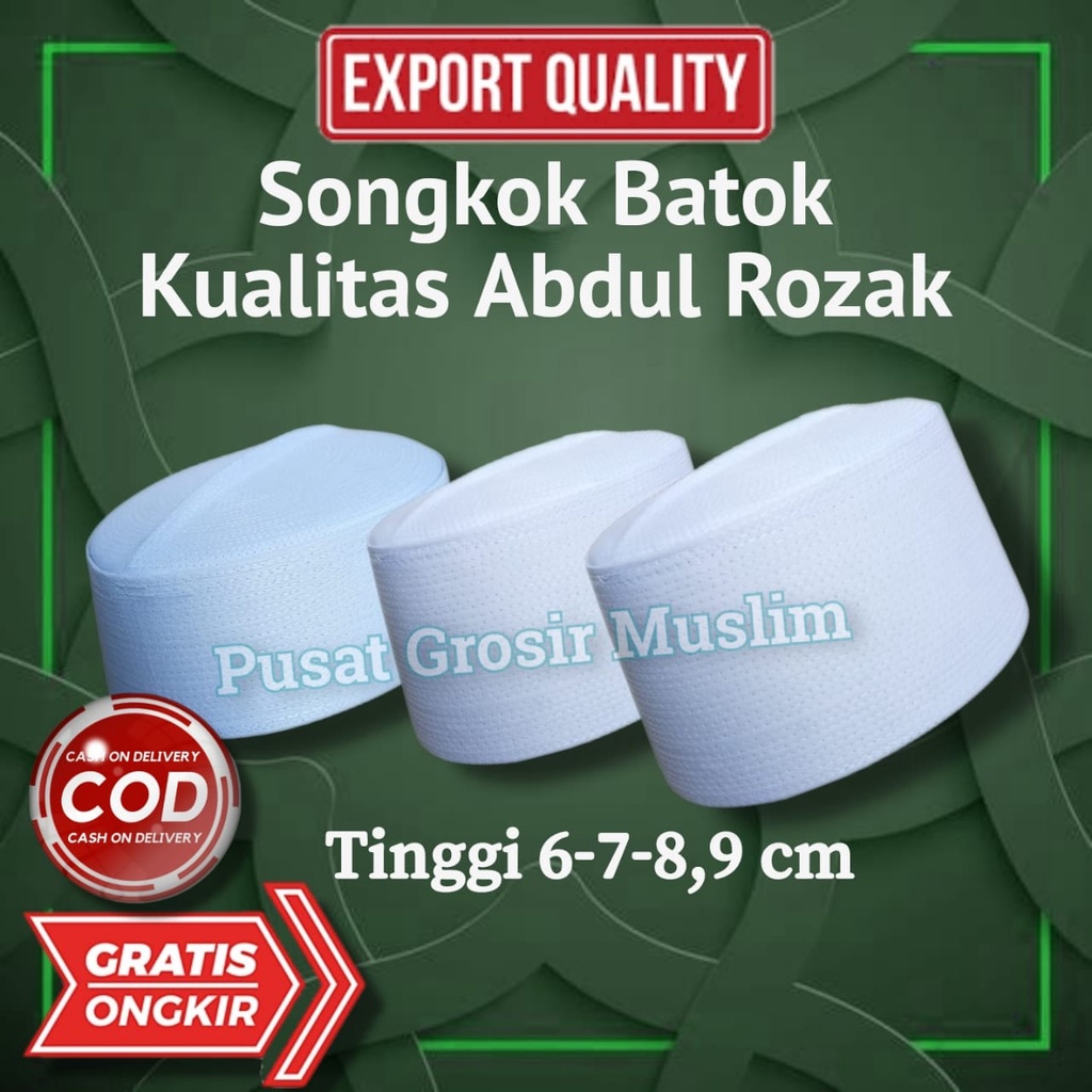 Peci Kopiah Diskon Peci Batok Habib bahar bin Smith - Putih tinggi 7cm 7 CM,  Original Abdul Rozaq