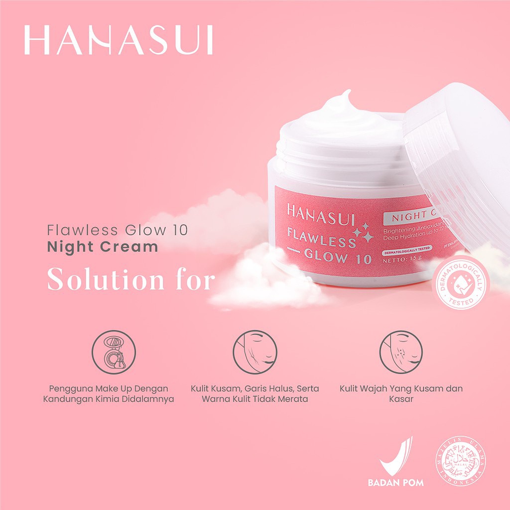 HANASUI FLAWLESS GLOW 10 NIGHT CREAM - KRIM MALAM