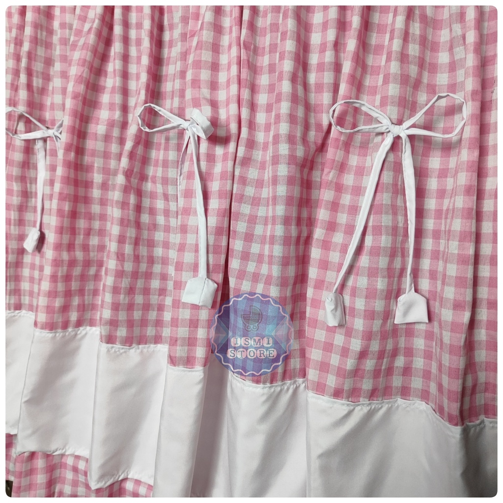 Gorden / Gordeng KOLONG Dapur PITA Kombinasi LIST PUTIH Polos Cantik Kain Kotak-Kotak Gingham Aesthetic Modern Murah by Ismi Store