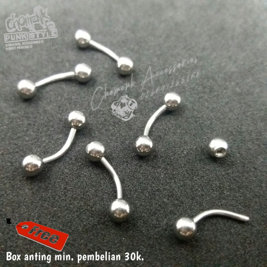 Anting tindik alis tindik lidah anting tindik percing earring anting tindik barbel lengkung titanium.