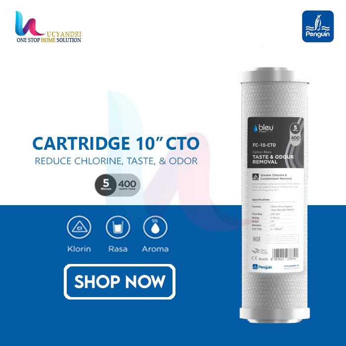 Cartridge Saringan Air / Filter Air Penguin CTO Carbon 10" ORIGINAL CARBON