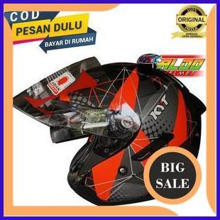 accessories BESTSELLER KYT GALAXY MOTIF 6 BLACK DOFF RED ORIGINAL HELM TERLARIS 140ZZ3
