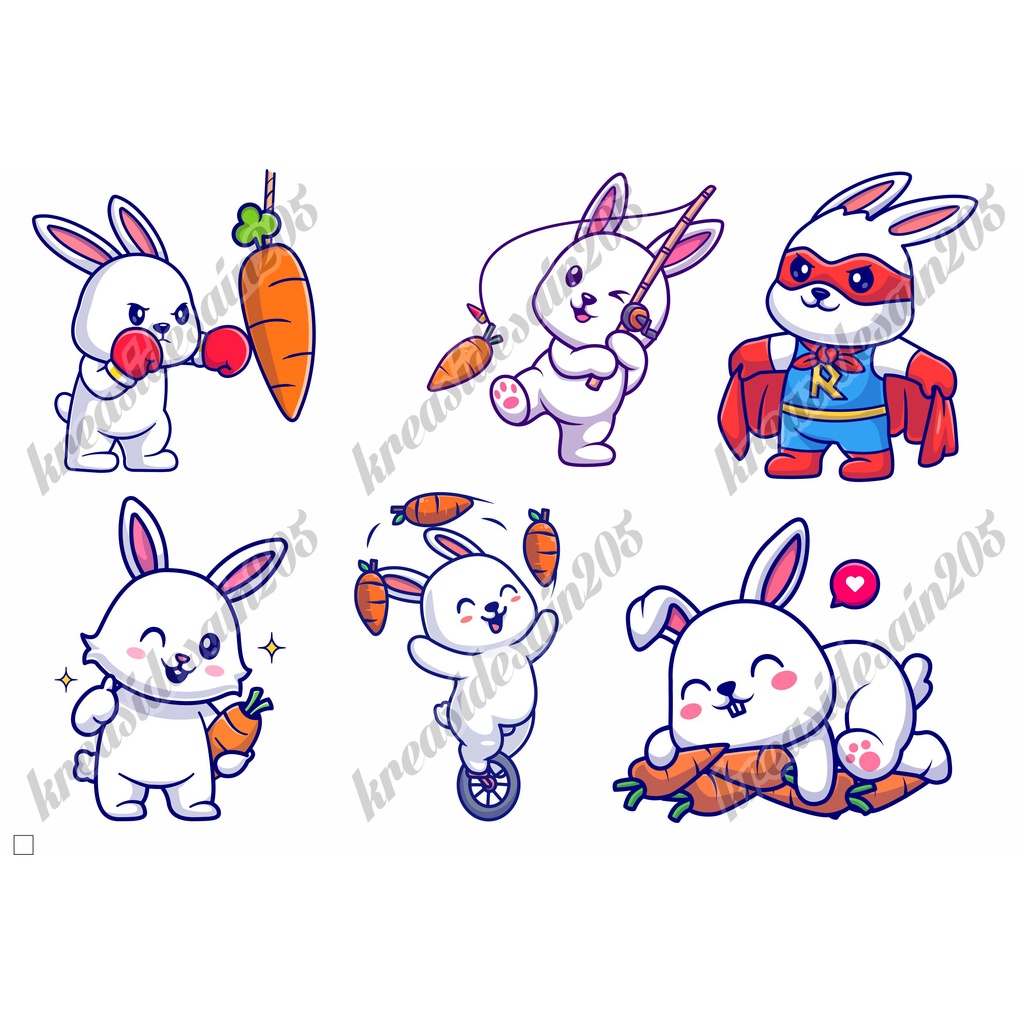 stiker kelinci/stiker rabbit/ stiker anime/stiker laptop /stiker / chibi /stiker motor/stiker sepeda