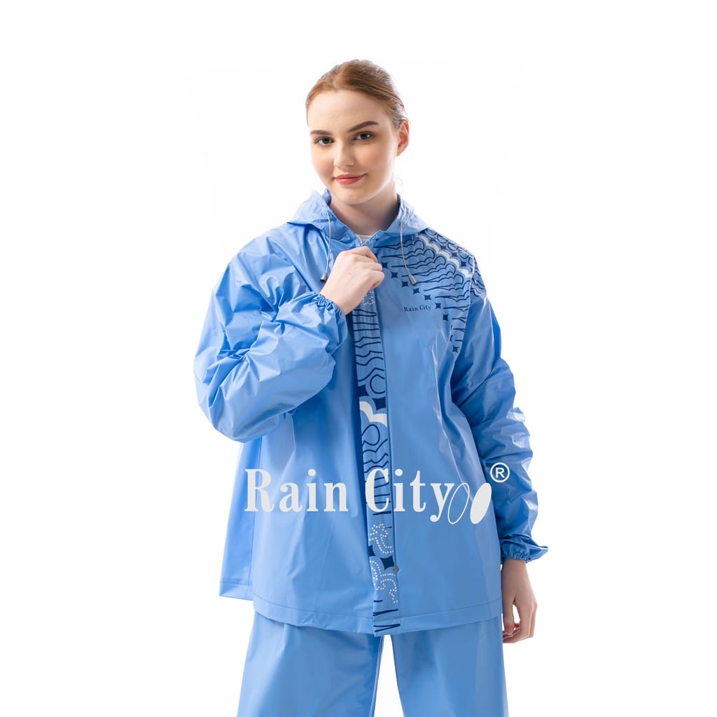 FELWINSHOP Jas Hujan Batik Magatta Raincity Jaket Celana Dewasa