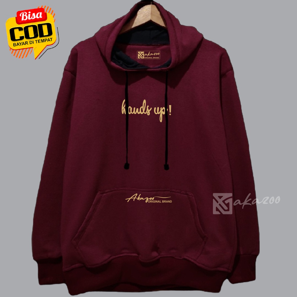 sweater pria distro hoodie oversize marun hands up jamper hoodie premium m l xl xxl akazoo