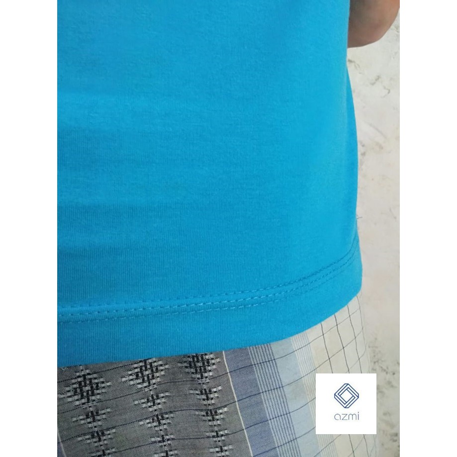 Promo Kaos Polos Lengan Pendek Kerah Oval Biru Turqish Combed 30s Premium