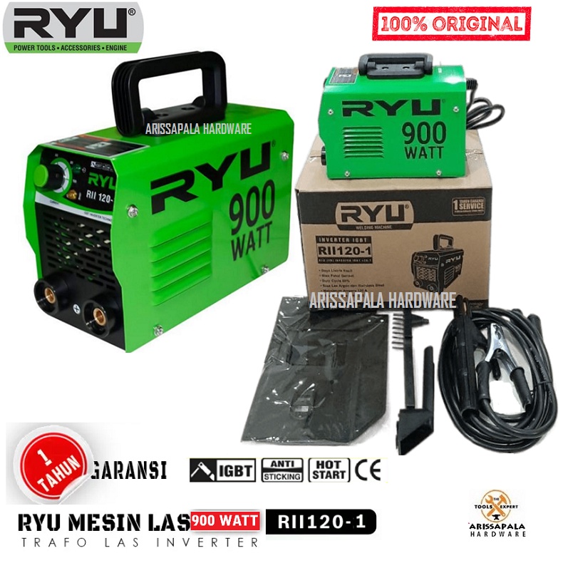 RYU Mesin Las Trafo Las Listrik 900 watt Travo Welding Inverter IGBT MMA 120A Tekiro Ryu