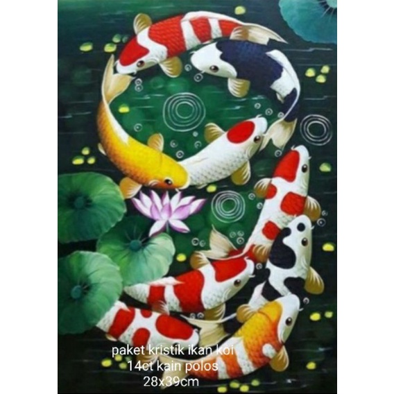 paket kristik ikan koi green background 14ct