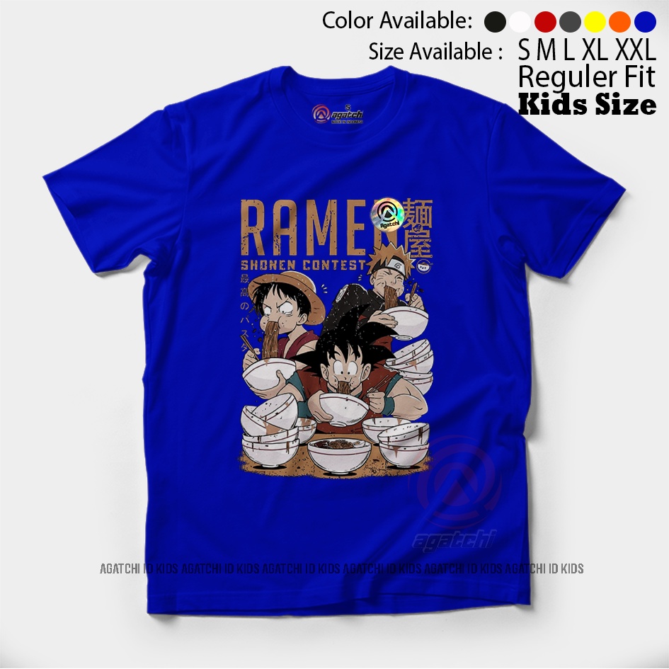 Baju Kaos Anak Laki - Laki Agatchi Motif Anime Son Goku, Naruto &amp; Luffy - Contest Ramen