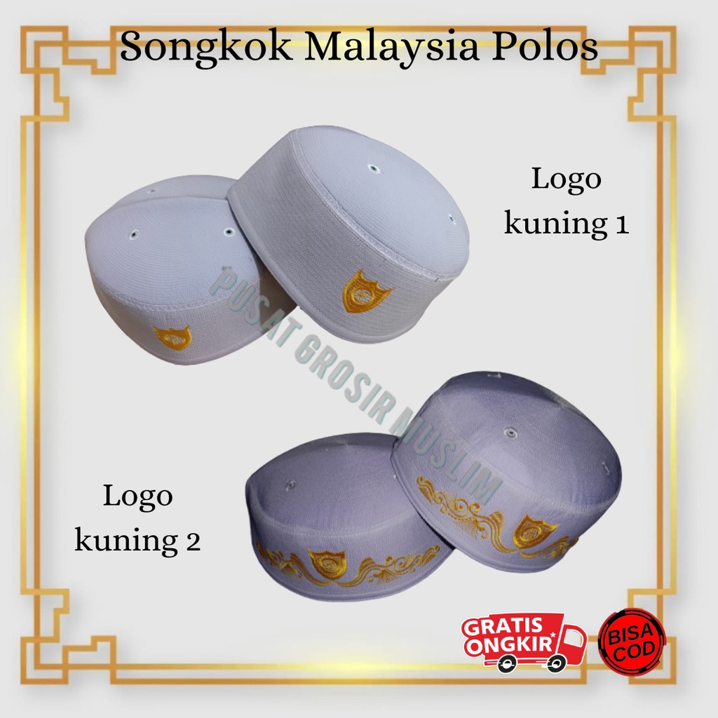 Peci Malaysia Polos Putih Logo Kuning Songkok Malaysia Polos