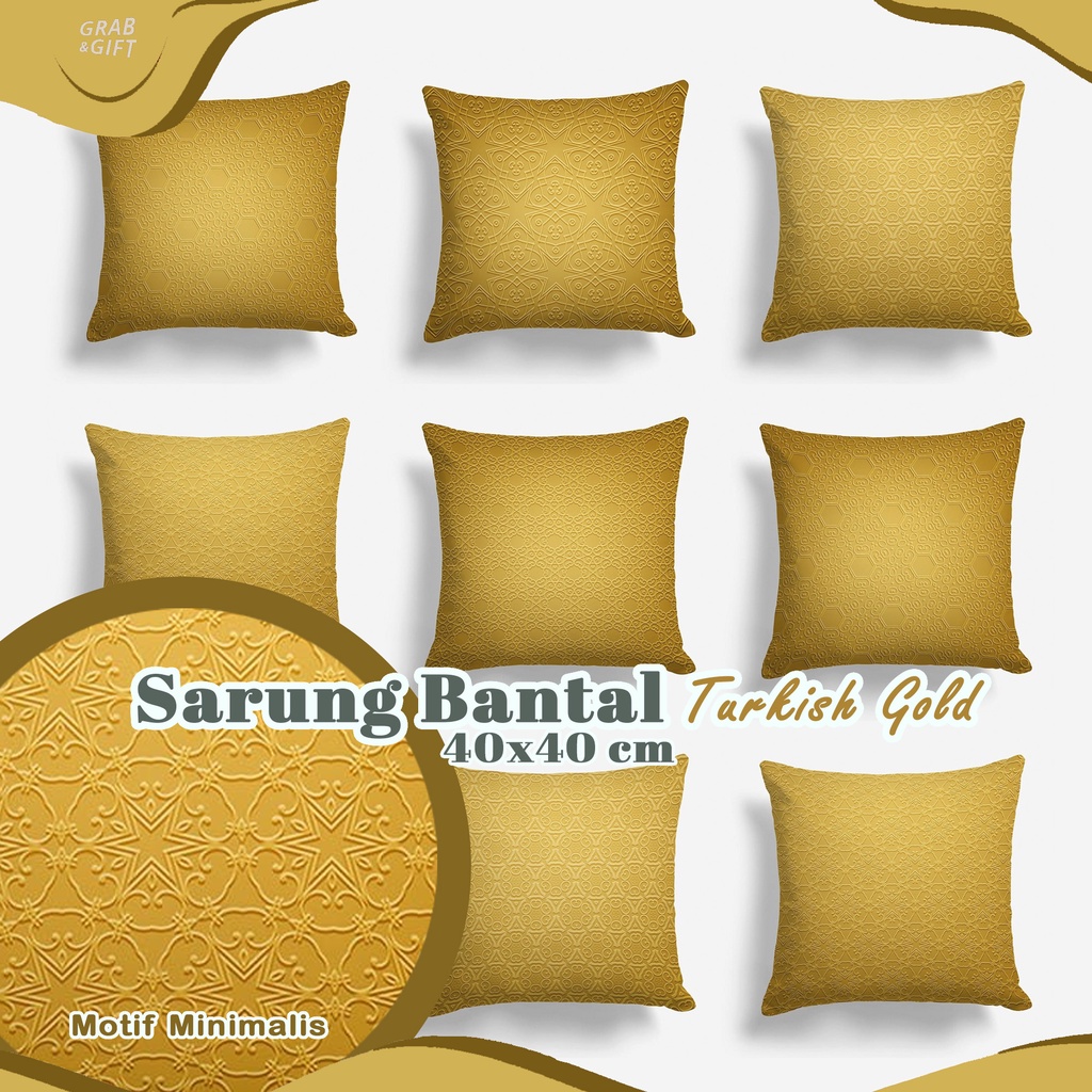 SARUNG Bantal Sofa Print 40x40 cm Motif Gold Turkish Emas Ramadhan Aesthetic Minimalis Estetik Grabandgift